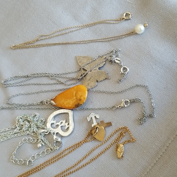 ENAMEL CLOISONNE BUTTERFLY & AMBER +3 Necklaces - Picture 5 of 5